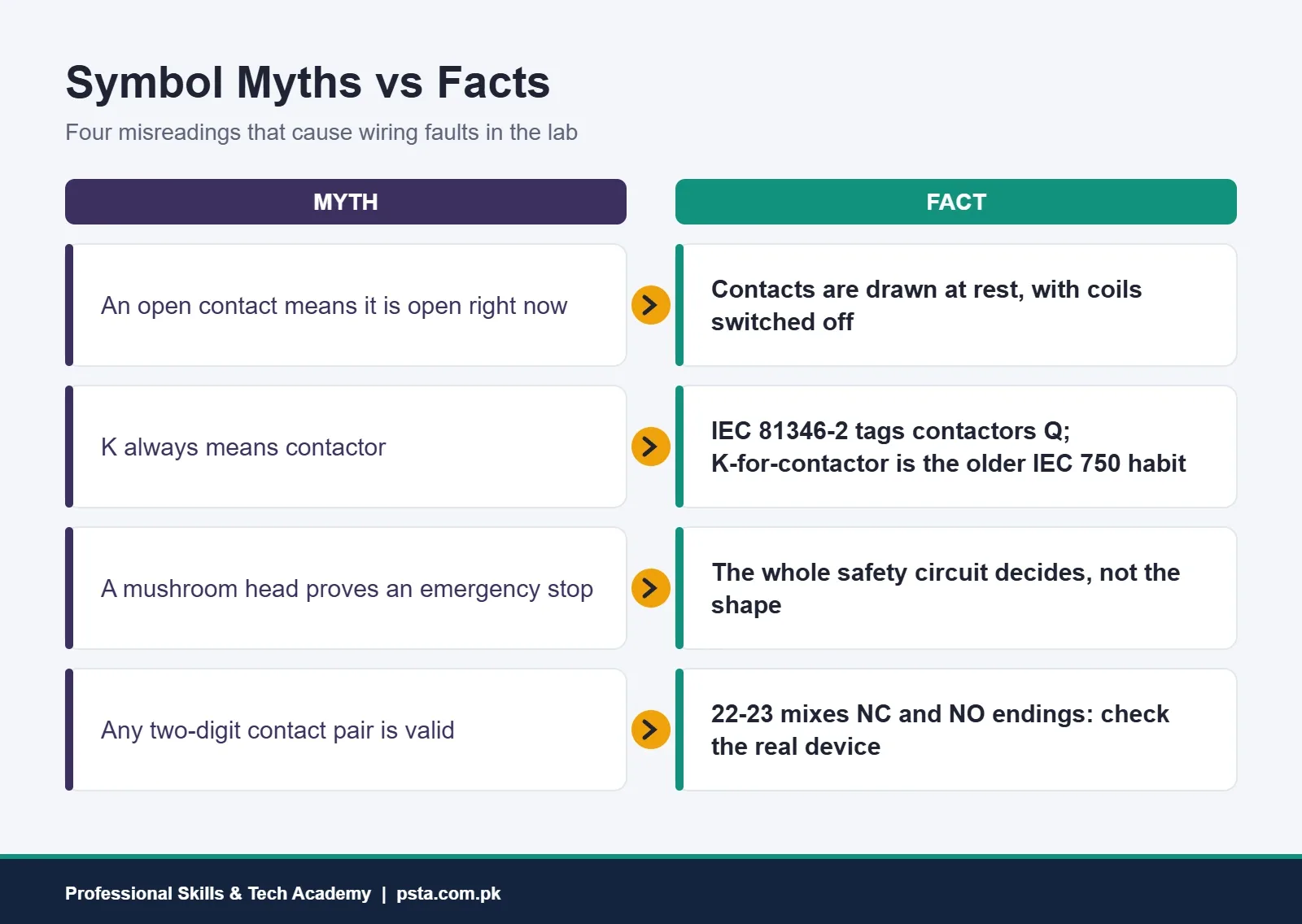 Myth vs fact chart on reading control panel drawings and contact numbers