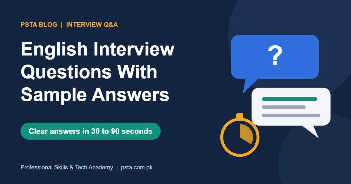 English interview questions with sample answers - PSTA blog poster