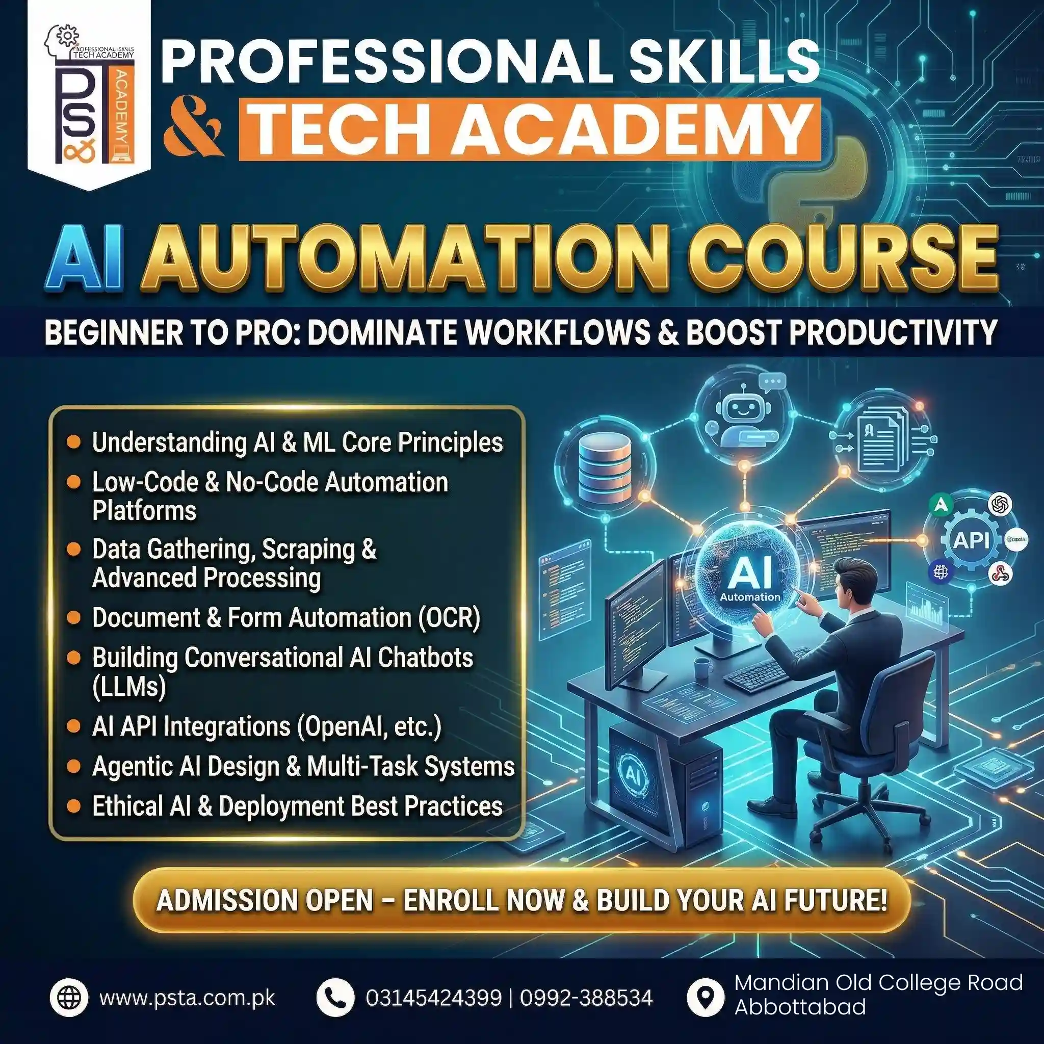 AI Automation Course: Beginner to Pro (Dominate Workflows) Course Online in Pakistan & Campus in Abbottabad