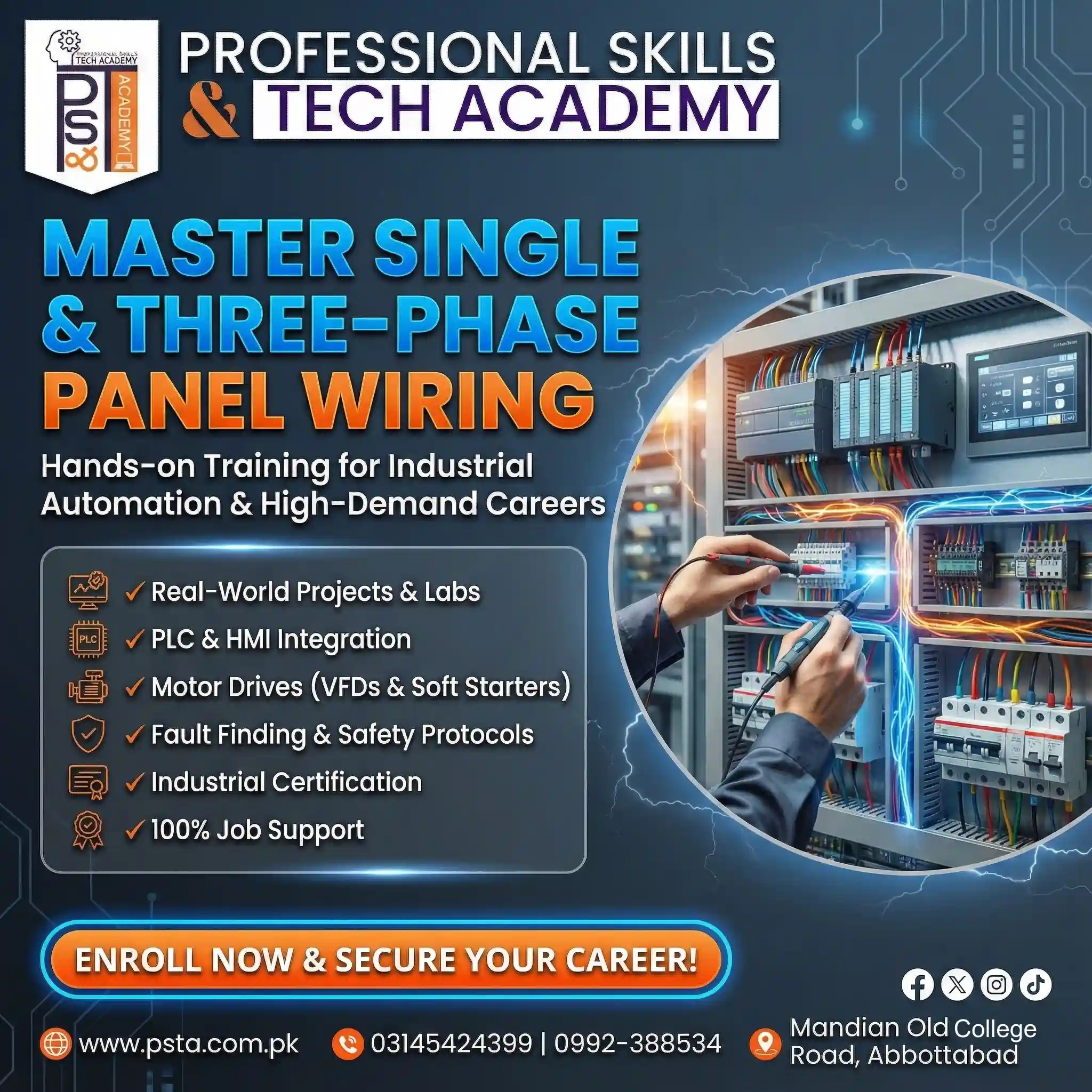 Master Industrial Automation: Single & Three-Phase Panel Wiring, PLC & VFD Certification